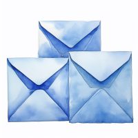 Three blue envelopes