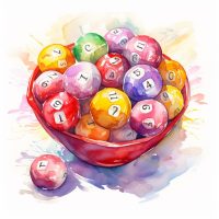 A basket of numbered balls for a lottery draw
